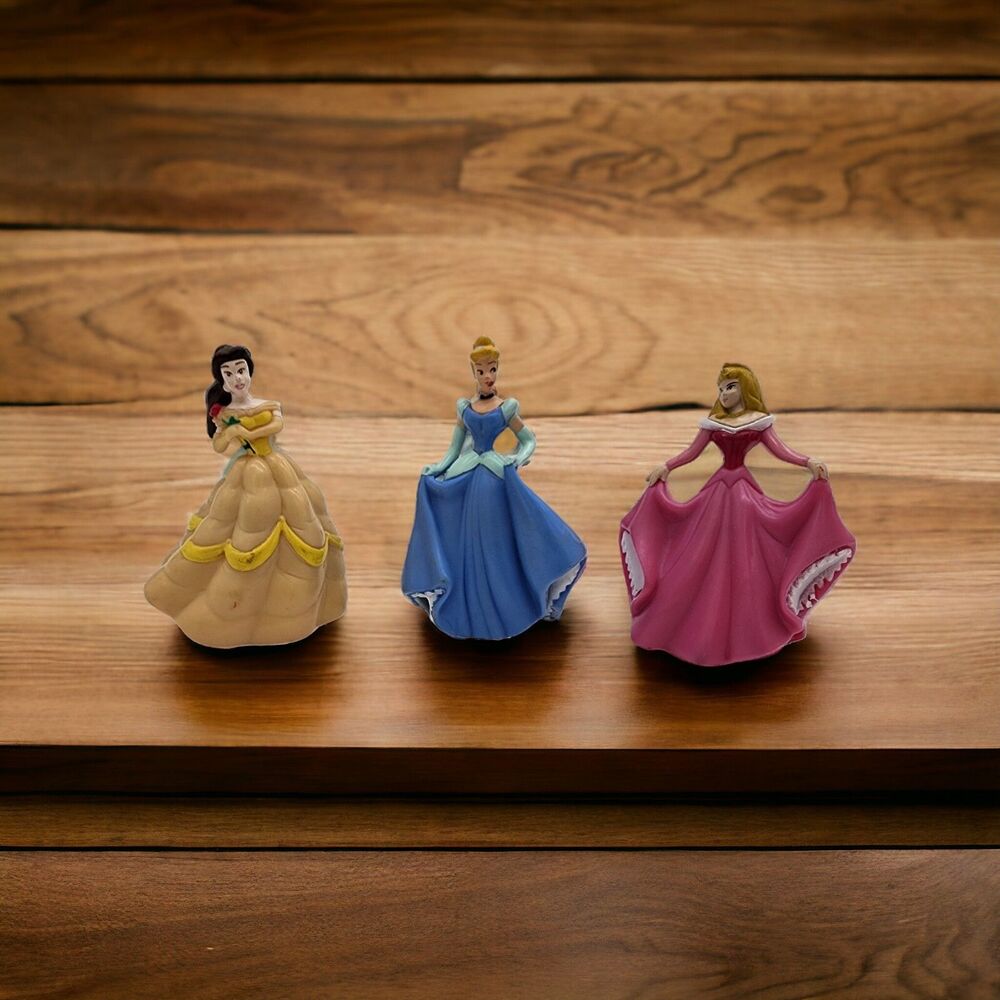 Disney Princess DecoPac Figures Lot Belle Cinderella Aurora Cake Toppers 2.5in